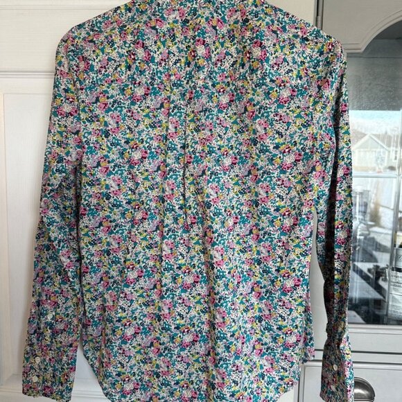 J crew Liberty Fabrics Womens 8 Ruffle Button-up Blouse Claire-Aude Floral - Picture 3 of 11